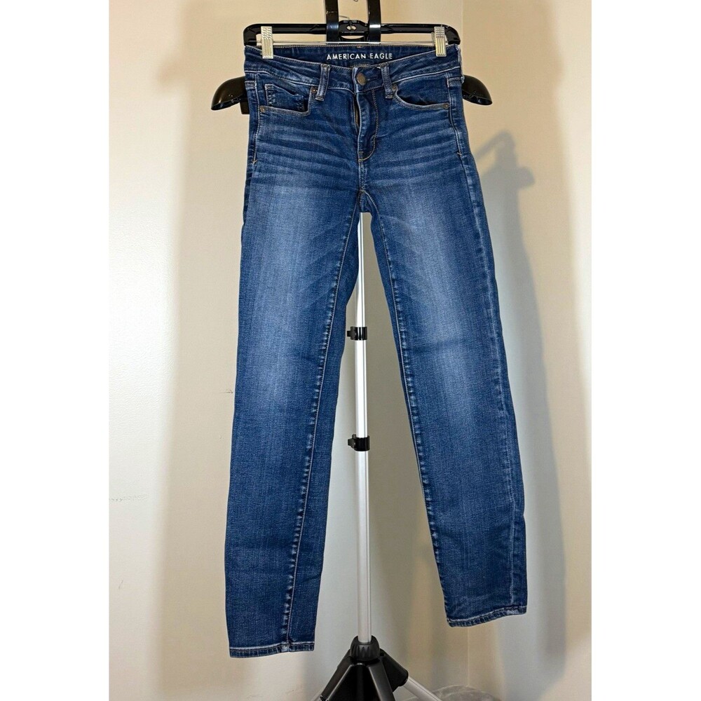 American Eagle Next Level Stretch Skinny Jeans Dark Wash Blue Denim Women's 4